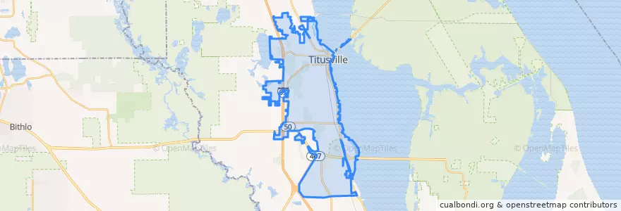 Mapa de ubicacion de تیتوس‌ویل، فلوریدا.