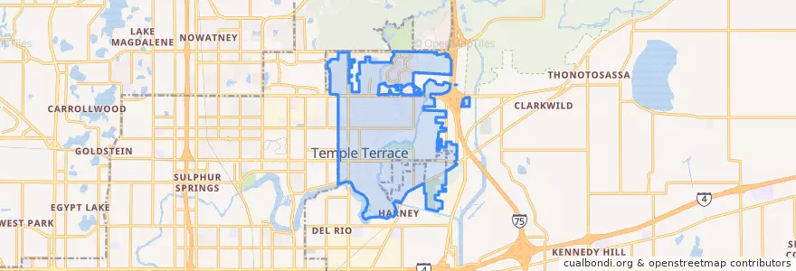 Mapa de ubicacion de Temple Terrace.