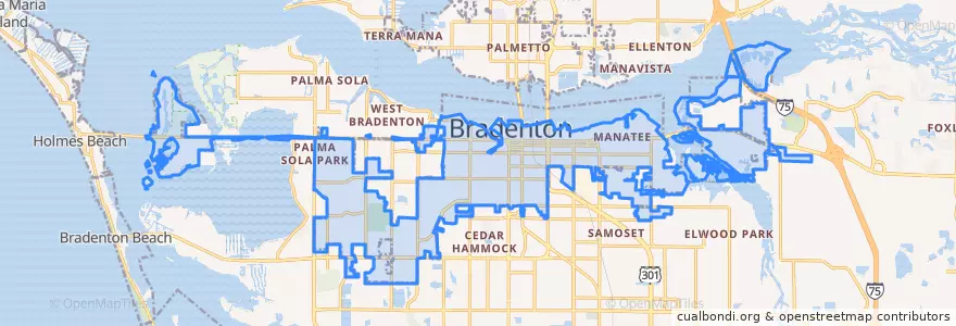 Mapa de ubicacion de Bradenton.