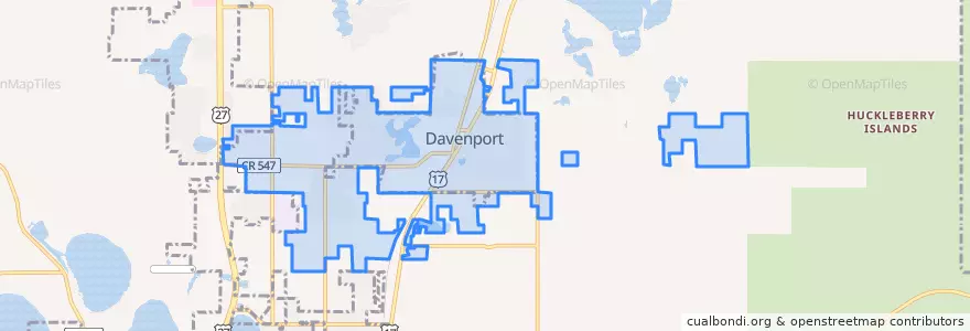 Mapa de ubicacion de Davenport.
