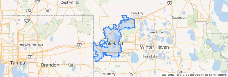 Mapa de ubicacion de Lakeland.