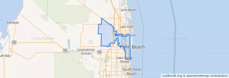 Mapa de ubicacion de West Palm Beach.