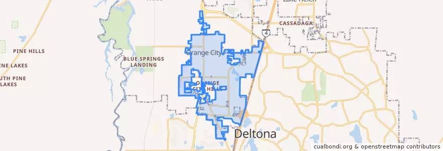 Mapa de ubicacion de Orange City.