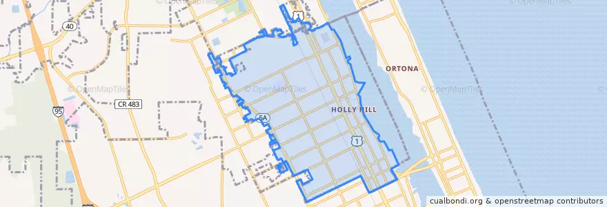 Mapa de ubicacion de Holly Hill.