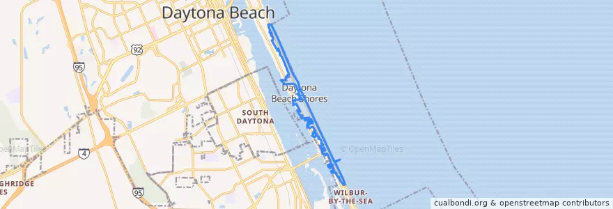 Mapa de ubicacion de Daytona Beach Shores.