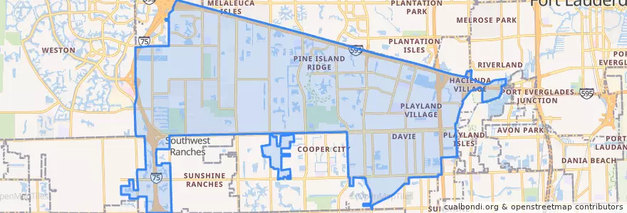 Mapa de ubicacion de Davie.