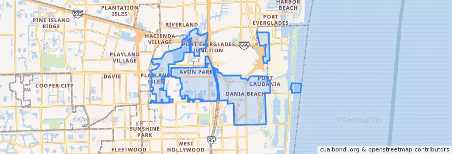 Mapa de ubicacion de Dania Beach.