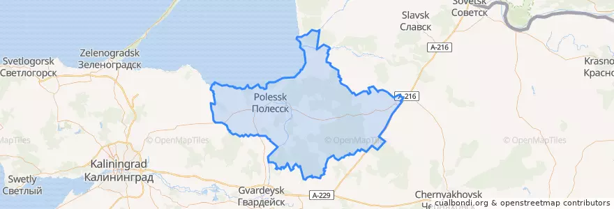 Mapa de ubicacion de Полесский городской округ.