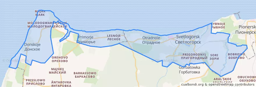 Mapa de ubicacion de Светлогорский городской округ.