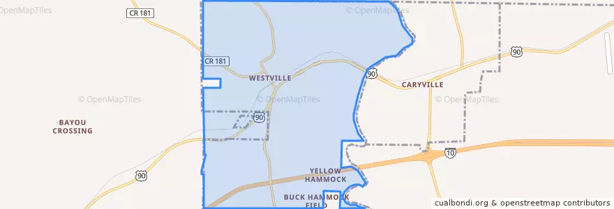 Mapa de ubicacion de Westville.