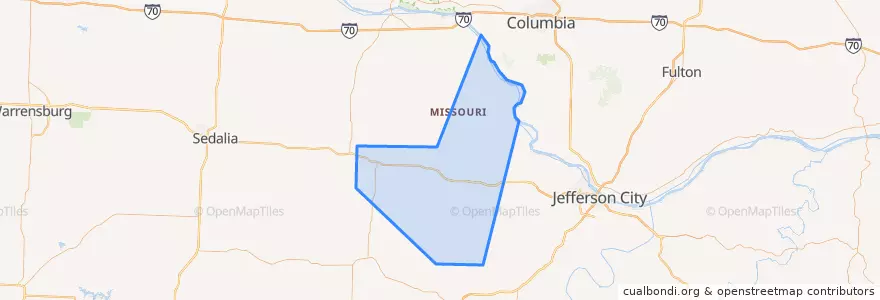 Mapa de ubicacion de Moniteau County.