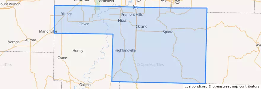 Mapa de ubicacion de Christian County.