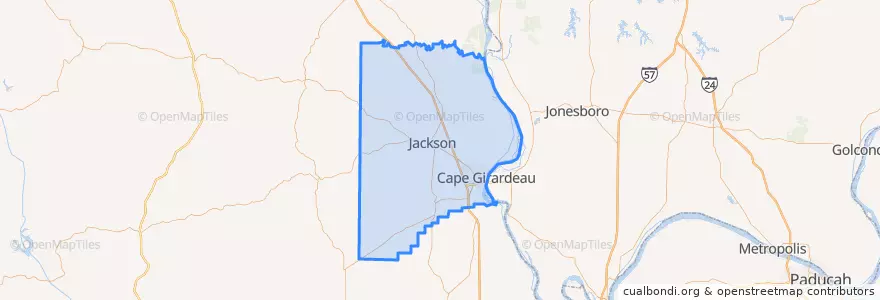 Mapa de ubicacion de Cape Girardeau County.