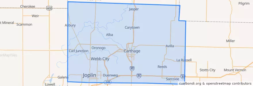 Mapa de ubicacion de Jasper County.