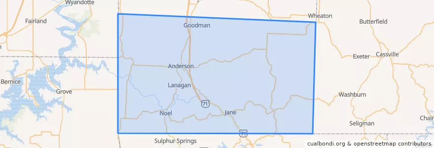 Mapa de ubicacion de McDonald County.
