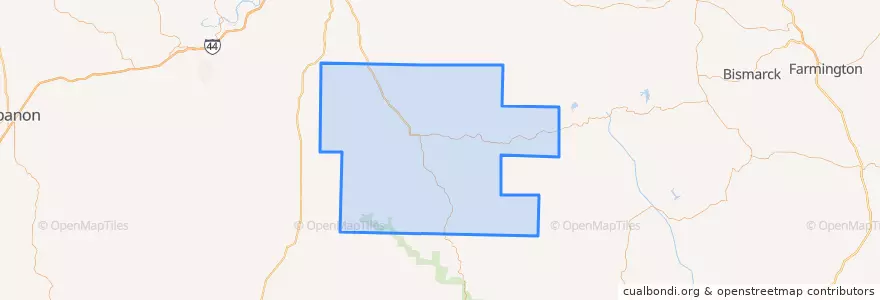 Mapa de ubicacion de Dent County.