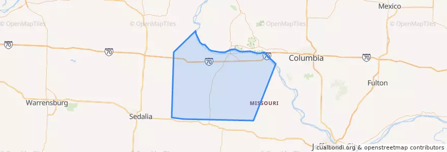 Mapa de ubicacion de Cooper County.