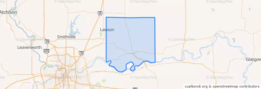 Mapa de ubicacion de Ray County.