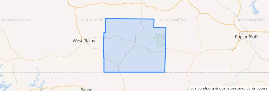 Mapa de ubicacion de Oregon County.
