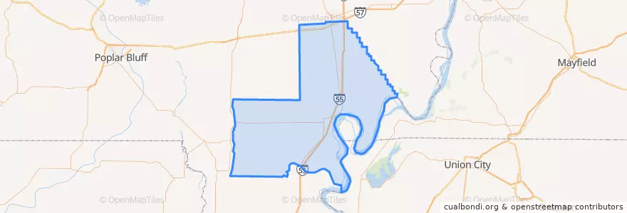 Mapa de ubicacion de New Madrid County.