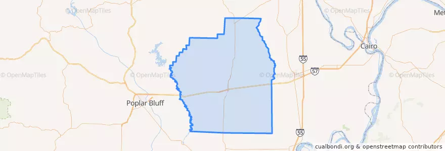 Mapa de ubicacion de Stoddard County.