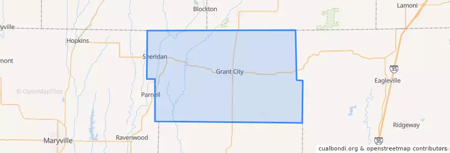 Mapa de ubicacion de Worth County.
