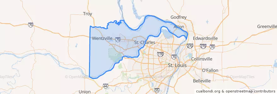 Mapa de ubicacion de Saint Charles County.
