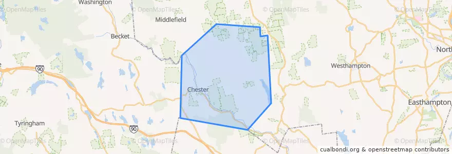 Mapa de ubicacion de Chester.