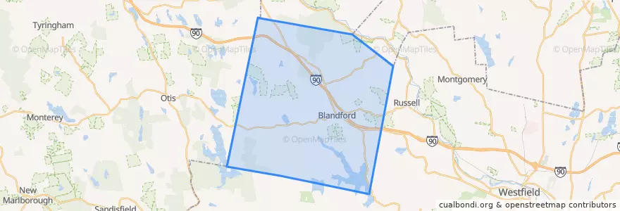 Mapa de ubicacion de Blandford.