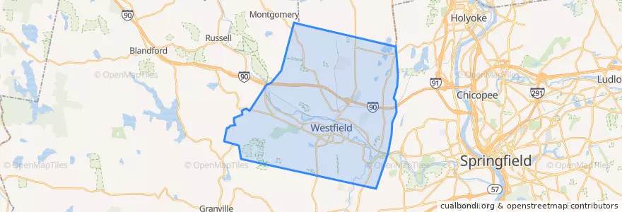 Mapa de ubicacion de Westfield.