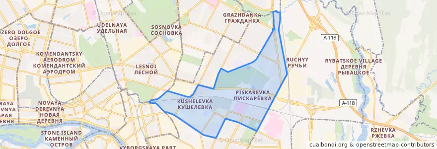 Mapa de ubicacion de округ Пискарёвка.