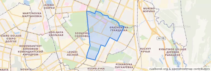 Mapa de ubicacion de округ Академическое.