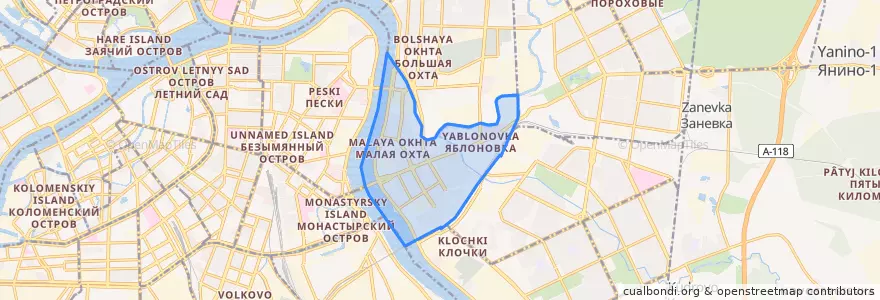 Mapa de ubicacion de округ Малая Охта.
