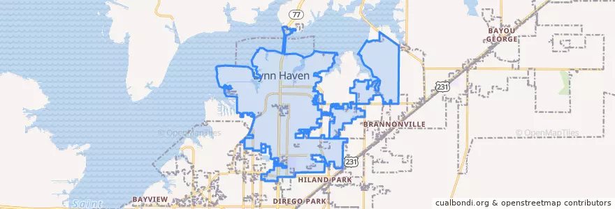 Mapa de ubicacion de Lynn Haven.