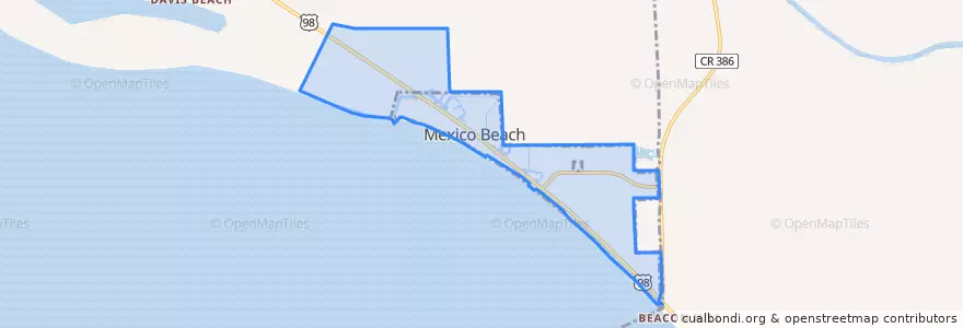 Mapa de ubicacion de Mexico Beach.