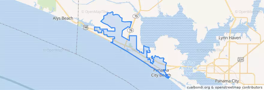 Mapa de ubicacion de Panama City Beach.