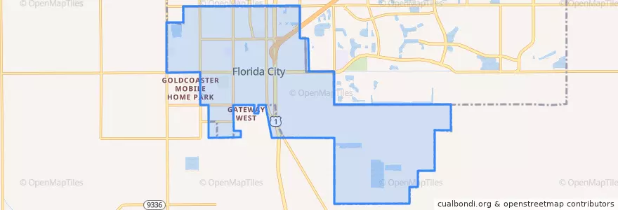 Mapa de ubicacion de Florida City.
