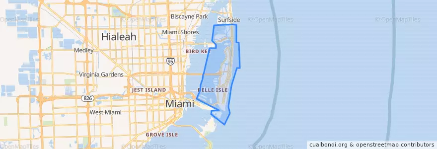 Mapa de ubicacion de میامی بیچ، فلوریدا.