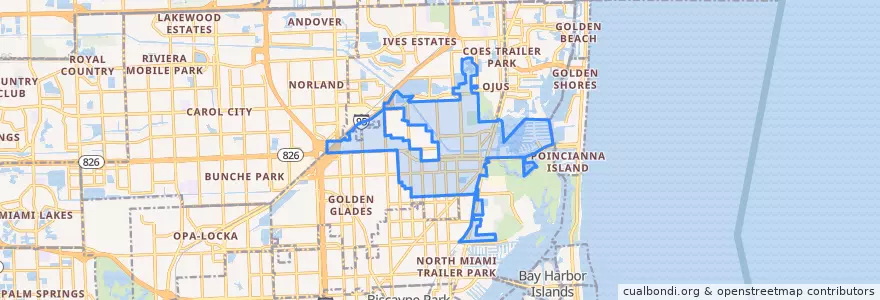 Mapa de ubicacion de North Miami Beach.