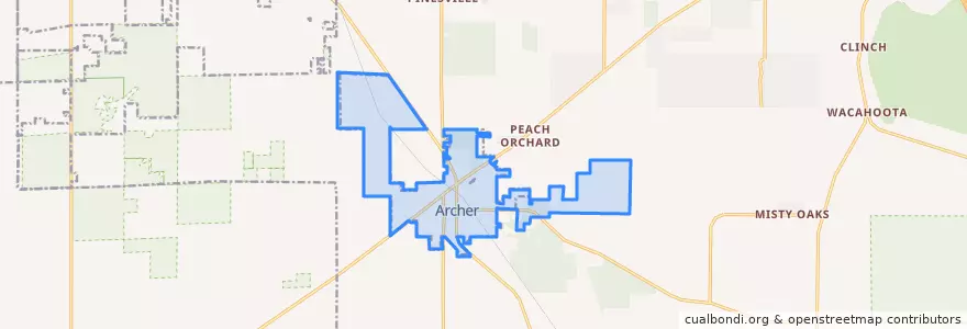 Mapa de ubicacion de Archer.