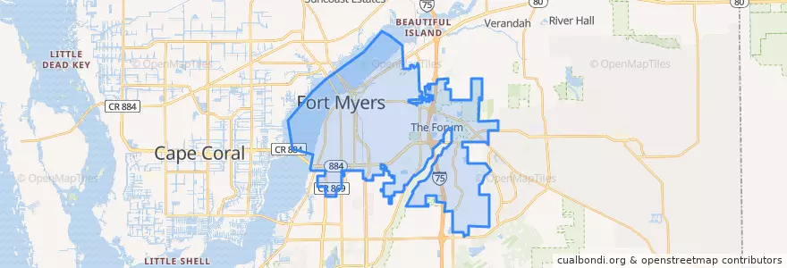 Mapa de ubicacion de Fort Myers.