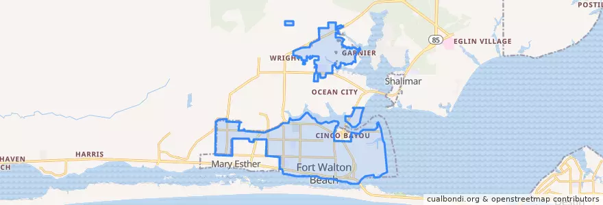 Mapa de ubicacion de Fort Walton Beach.