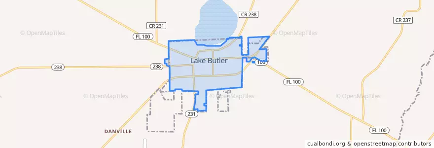 Mapa de ubicacion de Lake Butler.