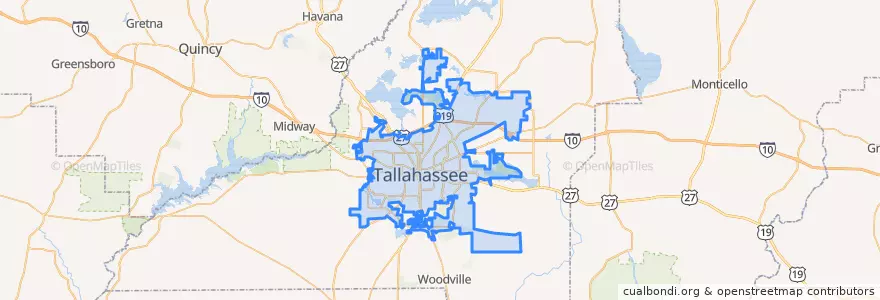 Mapa de ubicacion de Tallahassee.