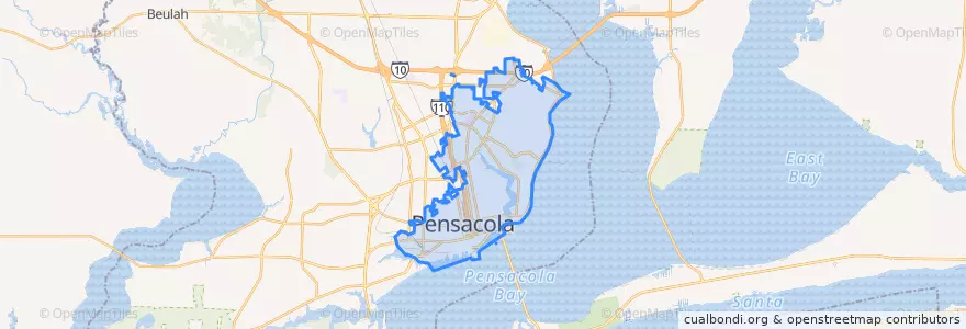 Mapa de ubicacion de Pensacola.