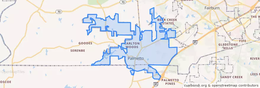 Mapa de ubicacion de Palmetto.