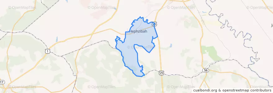 Mapa de ubicacion de Hephzibah.