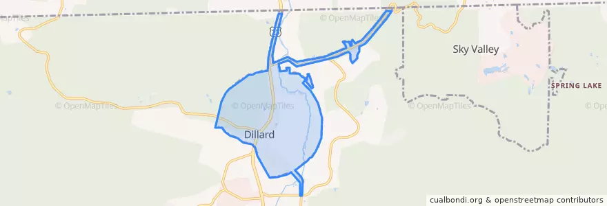 Mapa de ubicacion de Dillard.