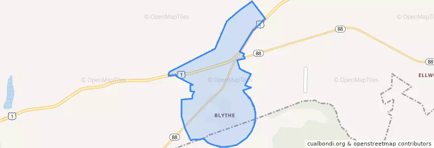 Mapa de ubicacion de Blythe.