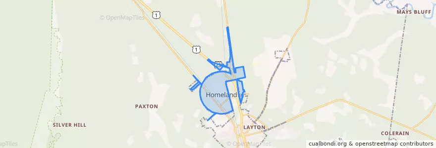 Mapa de ubicacion de Homeland.